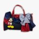Τσάντα βάπτισης σχέδιο λουκάνικο σε μπλέ χρώμα με κόκκινες λεπτομέριες στολισμένο με τον Mickey Mouse